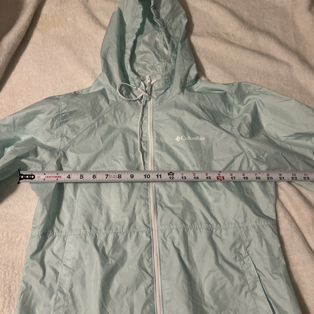 Columbia Jacket Womens M Teal Hooded Full Zip Lightweight Rain Windbreaker - Picture 4 of 8